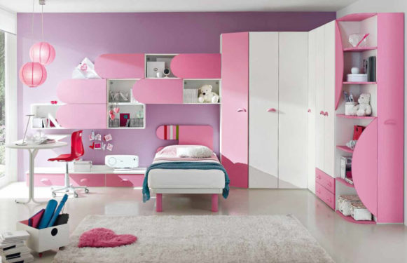розовая мебель в комнату для девочки фото