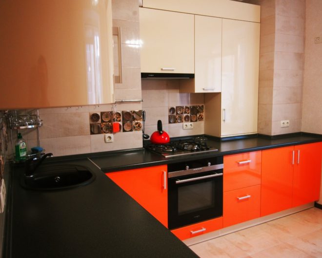 Оранжево черная кухня Enigma фото заказа № 79
